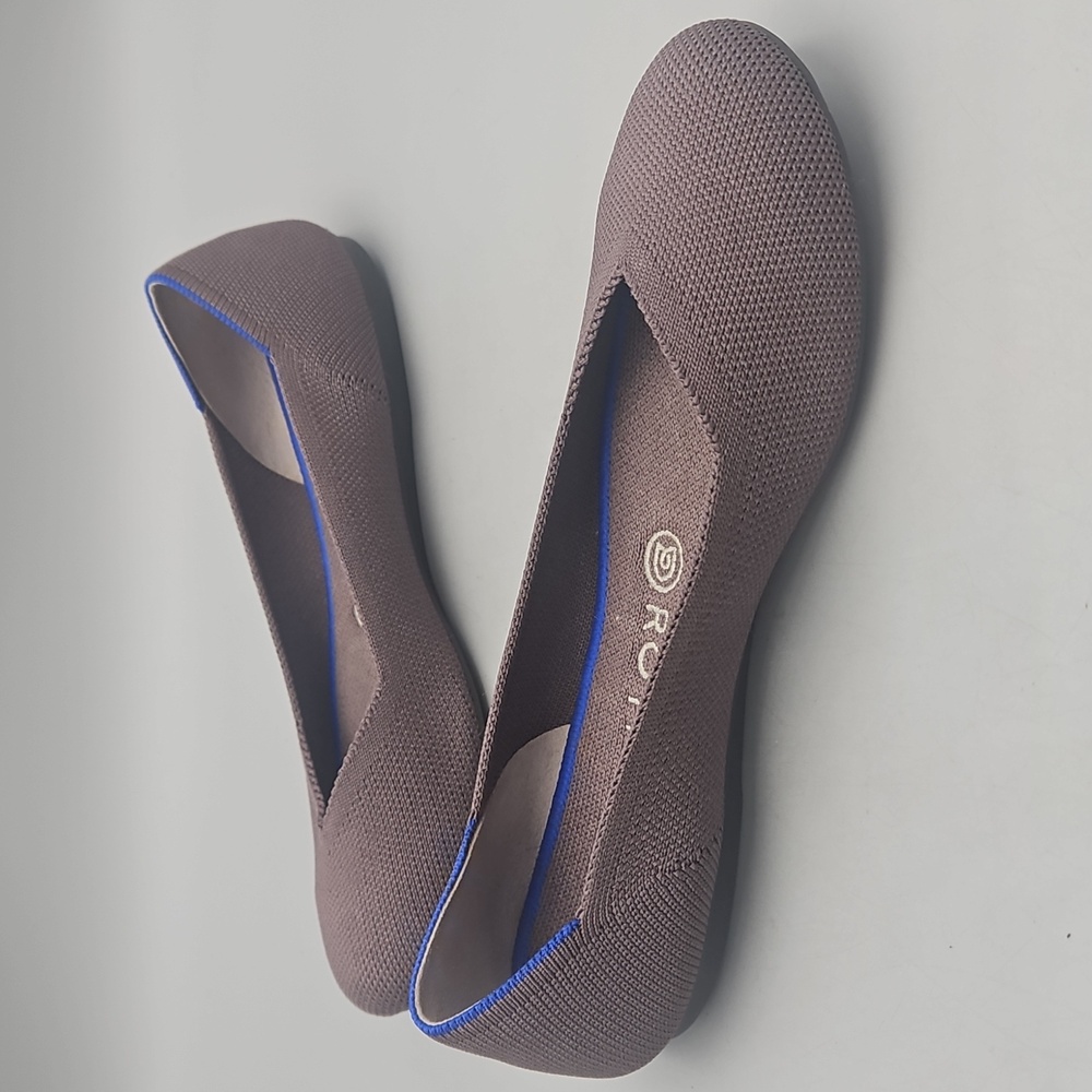 Rothy's The Flat Mink, Gray Mauve Brown Round Toe Shoes Knit 8 - Picture 6 of 13